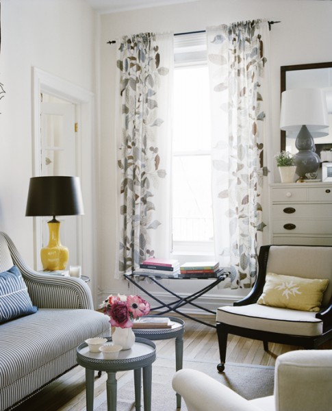 The beautiful design work of McGrath II--eclectic apartment with striped settee.