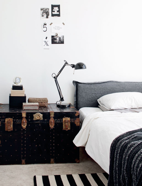Creative & small-space friendly alternatives to the typical nightstand.