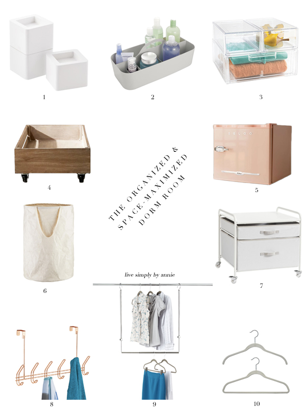 10 essentials for an organized, space-maximized dorm room.