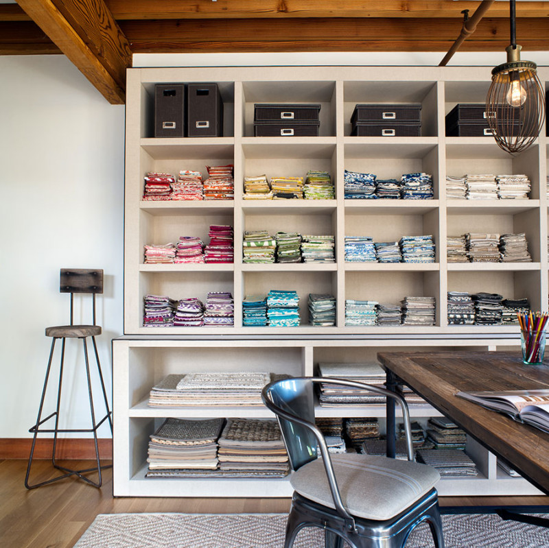 Amazing fabric organization in this studio by Jute Interior Design 