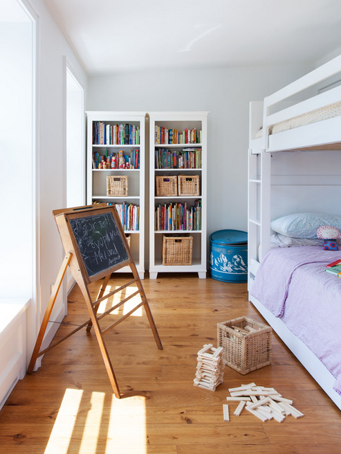 Charming kid's bedroom with bunk beds. 