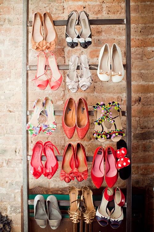 old ladder turned shoe storage--love this idea!