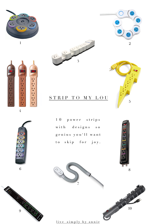 From the top 5 organizing product posts of 2014! #4: 10 Seriously Cool Power Strips -- a must for my home office, entertainment center, and appliance hub! 