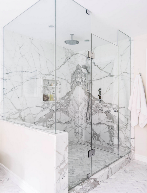 Get a load of this marble shower! From Meghan Carter Design Inc.
