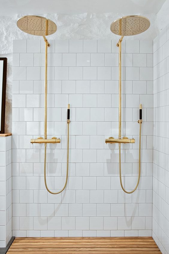 One to tuck in the dream house folder--the ideal bathroom that comes with two shower heads!