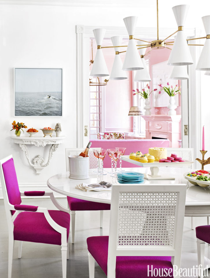This stylish, family home in Virginia is a study in pink by designer Suellen Gregory...get ready to take notes! 