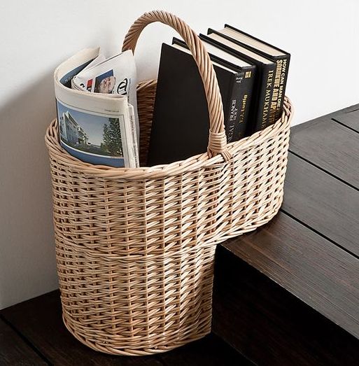 Stair basket: the answer for easily transporting things from floor floor. Having a "why didn't I think of this sooner?!" moment.