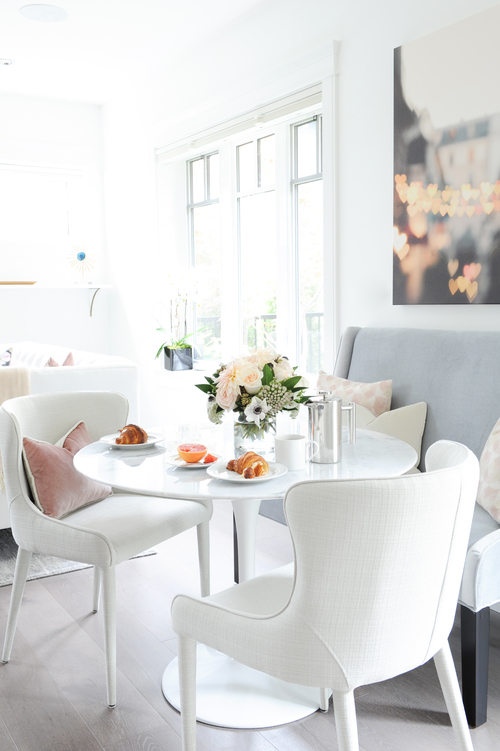A chic dining space with a French, modern feel. 