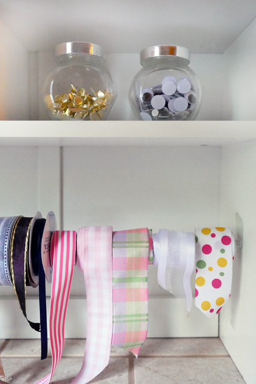Super simple way to keep gift wrap supplies neat and tidy at all times. 