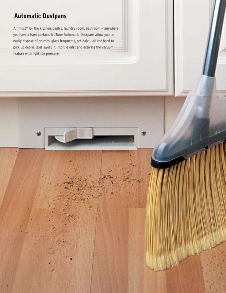The most genius kitchen design feature...ever??! The toe kick vacuum, also called the automatic dustpan puts crumb disposal right at your feet.  