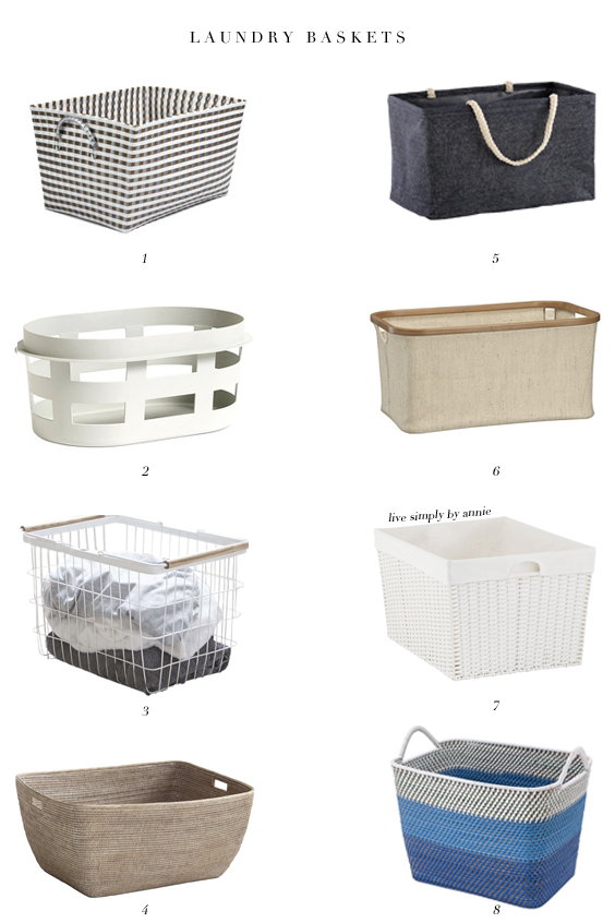 8 laundry baskets perfectly proportioned for clean clothes.