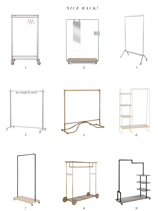 garment racks--the answer to your closet problems. 