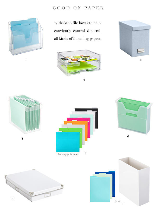 Operation organization: plan for incoming, school papers with these desktop file boxes.