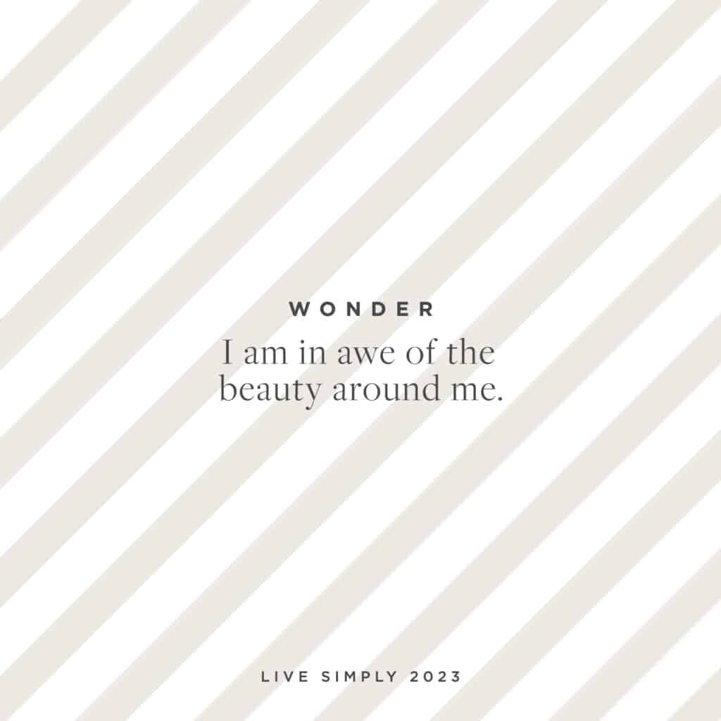 Live Simply Monthly Mantra: Wonder
